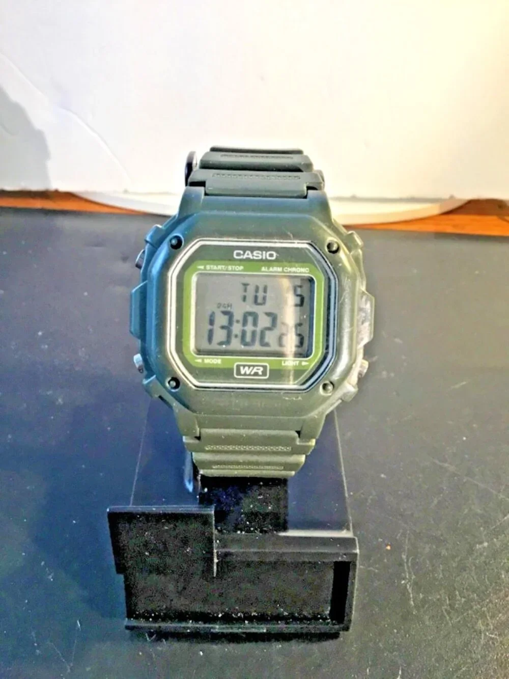 Casio F‑108WH Digital Watch Green – Clear Crystal – Tested & Working – Preowned